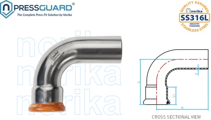 Stainless Steel 316L Press Fit 90 Deg Elbow(MxF)